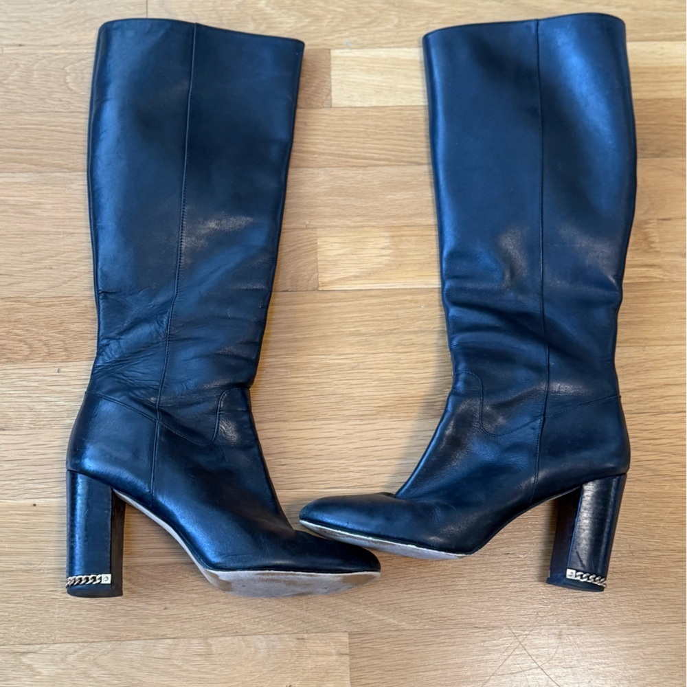 Michael Kors size 10M women's Elegant Black Leather Knee-High Boots - Picture 9 of 9